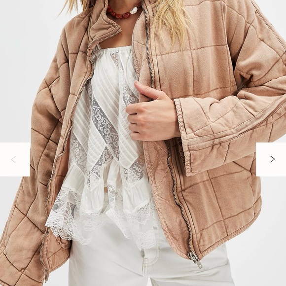 SOLD Free People Dolman Tan Quilted Jacket - Picture 7 of 9